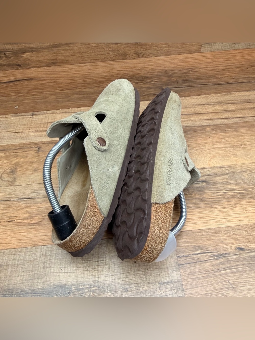 Birkenstock Women's Beige Suede Clogs with Buckle - Picture 5 of 7